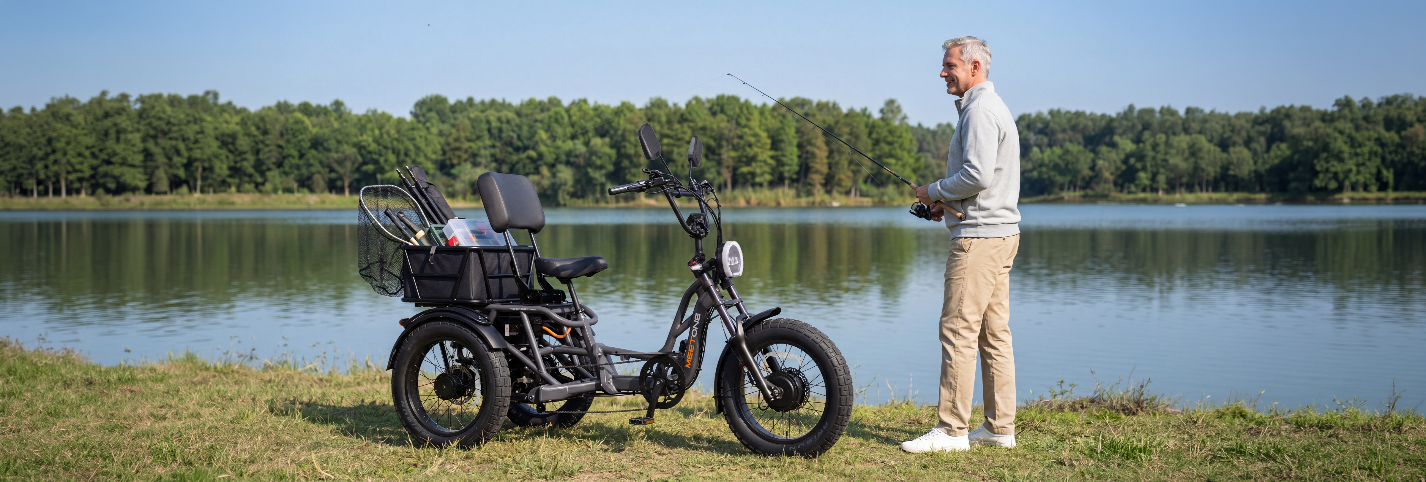 Meet One trike used for leisure beside a lake